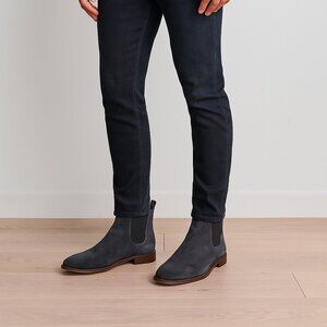 Hevia's Men's Suede Chelsea Boot Indigo Size 8D Slip-On Dress Casual